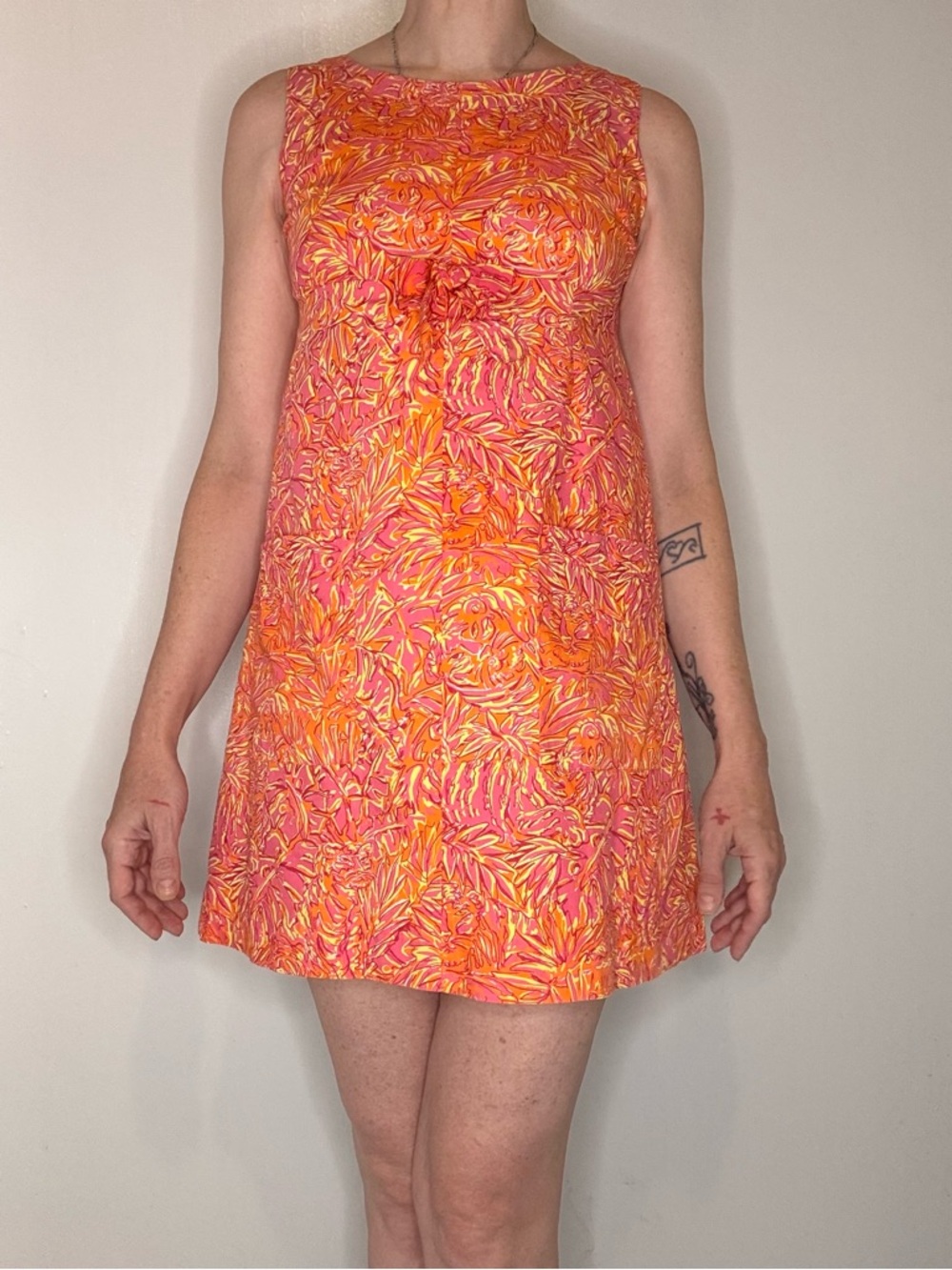 Vintage Lilly Pulitzer Pink Orange Tiger Floral Shift Mini Dress